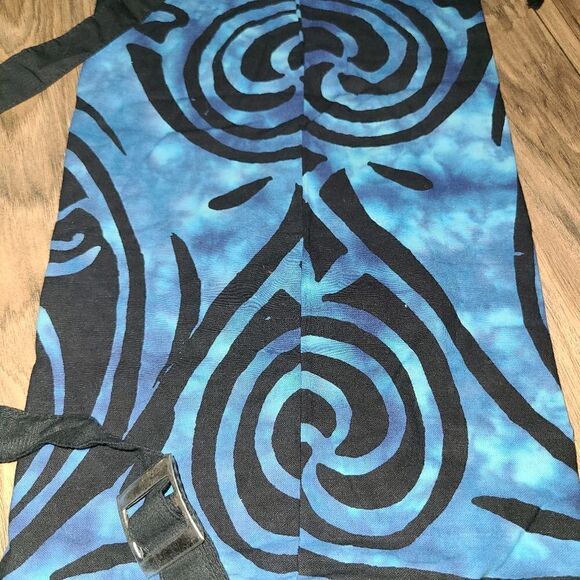 Ancient Circles Draw String Yoga Mat Bag Blue Tie Dye Shoulder Strap - Picture 4 of 5